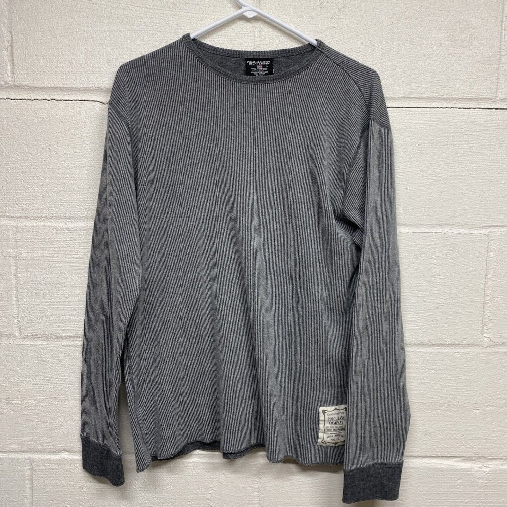 Polo Ralph Lauren ribbed long sleeve shirt gray size large USA made